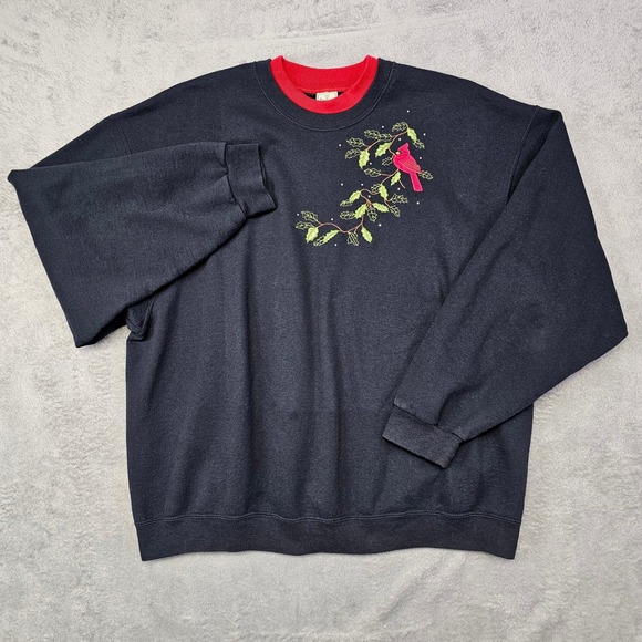 Patricia's Closet Cardinal Embroidered Sweatshirt Women's 2X Christmas Holiday - Picture 2 of 6